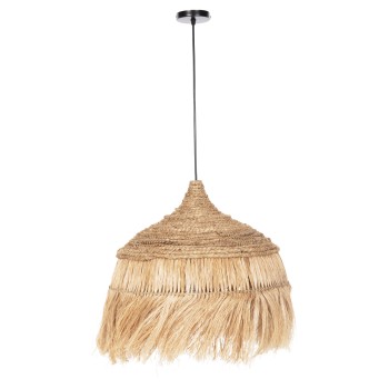 CEILING PENDANT WITH ABACA FIBERS CAP IN NATURAL COLOR Φ52x32-120Hcm.FK7777