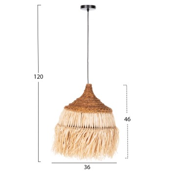 CEILING PENDANT WITH SISAL FIBER CAP IN NATURAL COLOR Φ36x46-120Hcm.FK7787