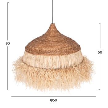 CEILING PENDANT WITH SISAL FIBER CAP IN NATURAL COLOR 50x50x50Hcm.FK7786