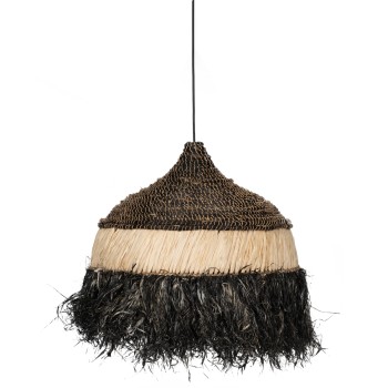 CEILING PENDANT TELAG FK7788 WITH SISAL AND ABACA FIBER CAP IN NATURAL-BLACK 50x50x60Hcm.