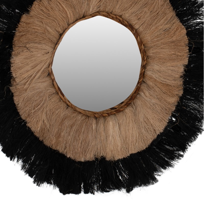 MIRROR ROUND ABACA FIBERS FRAME IN NATURAL AND BLACK COLOR 70x4x70Hcm.FK7737 MIRROR ROUND ABACA FIBERS FRAME IN NATURAL AND BLACK COLOR 70x4x70Hcm.FK7737