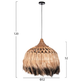 CEILING PENDANT WITH ABACA FIBER CAP IN NATURAL AND BLACK COLOR Φ52x52-120Hcm.FK7761 CEILING PENDANT WITH ABACA FIBER CAP IN NATURAL AND BLACK COLOR Φ52x52-120Hcm.FK7761