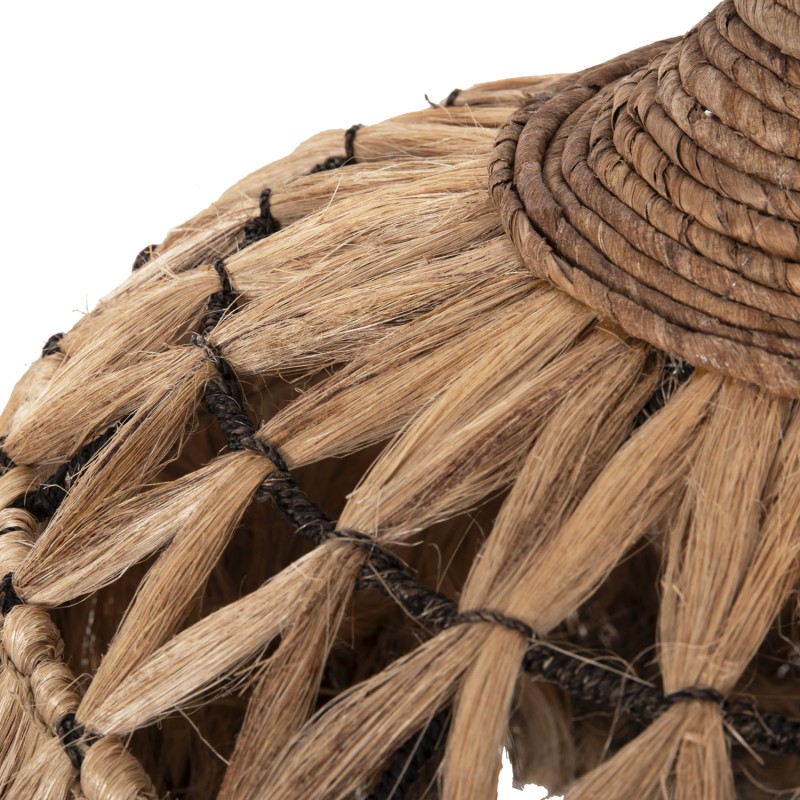 CEILING PENDANT WITH ABACA FIBER CAP IN NATURAL AND BLACK COLOR Φ52x52-120Hcm.FK7761 CEILING PENDANT WITH ABACA FIBER CAP IN NATURAL AND BLACK COLOR Φ52x52-120Hcm.FK7761