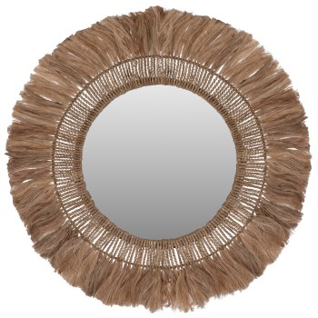 MIRROR ROUND WITH ABACA FIBER FRAME IN NATURAL COLOR 90x4x90Hcm.FK7736