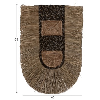 WALL DECOR MADE OF GRASS AND ABACA FIBERS IN NATURAL AND BLACK 46x8x68Hcm.FK7793 WALL DECOR MADE OF GRASS AND ABACA FIBERS IN NATURAL AND BLACK 46x8x68Hcm.FK7793