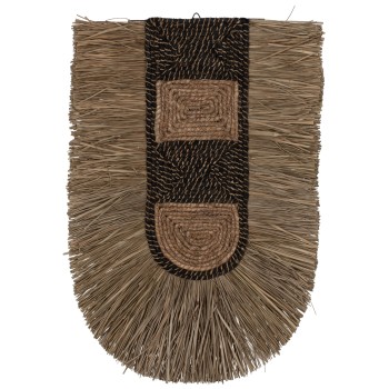 WALL DECOR MADE OF GRASS AND ABACA FIBERS IN NATURAL AND BLACK 46x8x68Hcm.FK7793