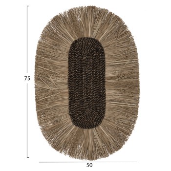 WALL DECOR OVAL MADE OF GRASS AND ABACA FIBERS IN NATURAL-BLACK COLOR 50x5x75Hcm.FK7794 WALL DECOR OVAL MADE OF GRASS AND ABACA FIBERS IN NATURAL-BLACK COLOR 50x5x75Hcm.FK7794