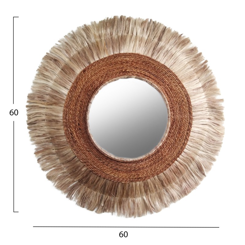 MIRROR ROUND MADE OF ABACA FIBERS IN NATURAL COLOR 60x5x60Hcm.FK7739 MIRROR ROUND MADE OF ABACA FIBERS IN NATURAL COLOR 60x5x60Hcm.FK7739