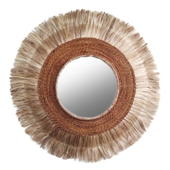 MIRROR ROUND MADE OF ABACA FIBERS IN NATURAL COLOR 60x5x60Hcm.FK7739