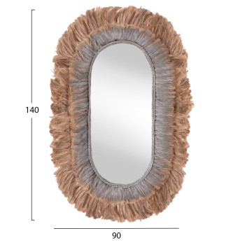 MIRROR OVAL MADE OF ABACA FIBERS IN NATURAL AND SILVER COLOR 90x5x140Hcm.FK7738 MIRROR OVAL MADE OF ABACA FIBERS IN NATURAL AND SILVER COLOR 90x5x140Hcm.FK7738