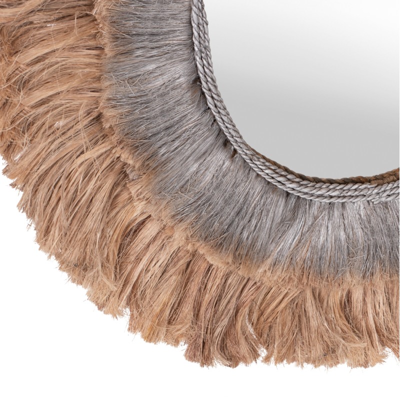 MIRROR OVAL MADE OF ABACA FIBERS IN NATURAL AND SILVER COLOR 90x5x140Hcm.FK7738 MIRROR OVAL MADE OF ABACA FIBERS IN NATURAL AND SILVER COLOR 90x5x140Hcm.FK7738