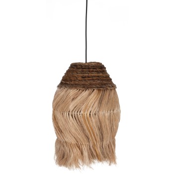 CEILING PENDANT OBLONG CYLINDRICAL CAP MADE OF ABACA FIBERS IN NATURAL 30x30x45Hcm.FK7763