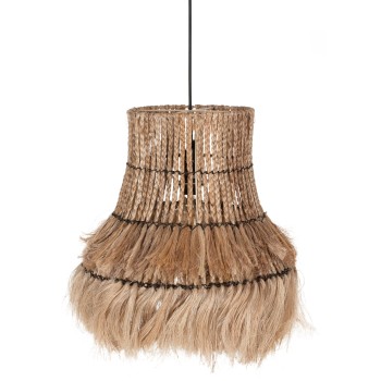 CEILING PENDANT OBLONG CYLINDRICAL CAP ABACA FIBERS IN NATURAL COLOR 40x40x50Hcm.FK7770