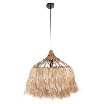 CEILING PENDANT ROMIL FK7764 CYLINDRICAL CAP ABACA FIBERS IN NATURAL Φ52x52-120Hcm.