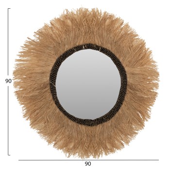 MIRROR ROUND SISAL FIBER AND ABACA FIBER FRAME IN NATURAL-BLACK Φ90cm.FK7746 MIRROR ROUND SISAL FIBER AND ABACA FIBER FRAME IN NATURAL-BLACK Φ90cm.FK7746