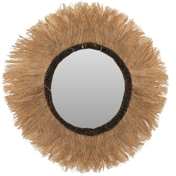 MIRROR ROUND SISAL FIBER AND ABACA FIBER FRAME IN NATURAL-BLACK Φ90cm.FK7746