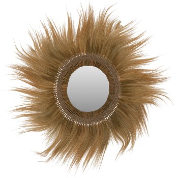 MIRROR ROUND RAYUNG GRASS FIBERS FRAME IN GREEN 130x4x130Hcm.FK7802