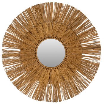 WALL MIRROR ROUND WITH MENDONG GRASS FRAME IN GOLD COLOR Φ65cm.FK7801