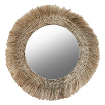 WALL MIRROR ROUND WITH ABACA FIBERS IN NATURAL COLOR 120x4x120Hcm.FK7747