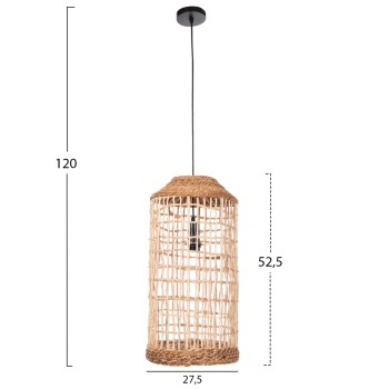 CEILING PENDANT OBLONG CYLINDRICAL CAGE CAP ABACA FIBERS IN NATURAL Φ27,5x52,5Hcm.FK7767 CEILING PENDANT OBLONG CYLINDRICAL CAGE CAP ABACA FIBERS IN NATURAL Φ27,5x52,5Hcm.FK7767
