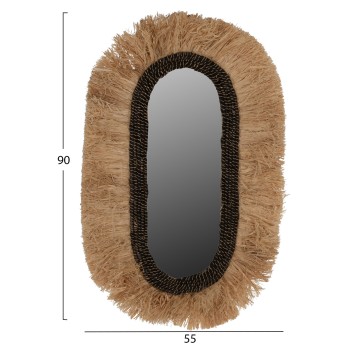 WALL MIRROR OVAL MADE OF SISAL FIBERS IN NATURAL AND BLACK ABACA FIBERS 55x4x90Hcm.FK7745 WALL MIRROR OVAL MADE OF SISAL FIBERS IN NATURAL AND BLACK ABACA FIBERS 55x4x90Hcm.FK7745