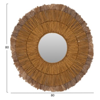 WALL MIRROR ROUND MENDONG GRASS AND ABACA FIBERS IN NATURAL&GOLD 80x4x80Hcm.FK7797 WALL MIRROR ROUND MENDONG GRASS AND ABACA FIBERS IN NATURAL&GOLD 80x4x80Hcm.FK7797