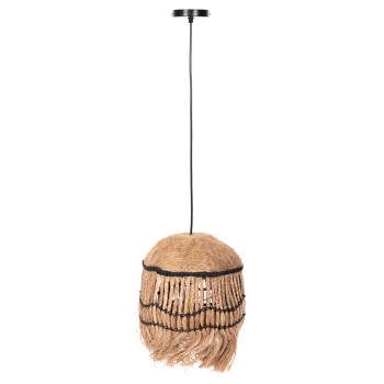 CEILING PENDANT SPHERICAL WITH FRINGES ABACA FIBERS IN NATURAL COLOR Φ28x32-120Hcm.FK7805