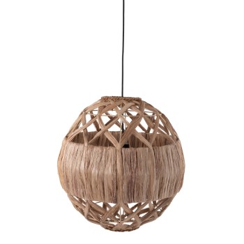 CEILING PENDANT SPHERICAL WITH ABACA FIBERS IN NATURAL 44x44x46-80Hcm.FK7779