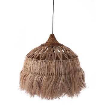 CEILING PENDANT BELL-SHAPED WITH FRINGES ABACA FIBERS IN NATURAL Φ50x50-80Hcm.FK7782
