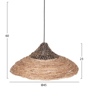 CEILING PENDANT MADE OF MANILA HEMP FIBERS IN NATURAL AND BLACK COLOR Φ45x23-60Hcm.FK7785 CEILING PENDANT MADE OF MANILA HEMP FIBERS IN NATURAL AND BLACK COLOR Φ45x23-60Hcm.FK7785