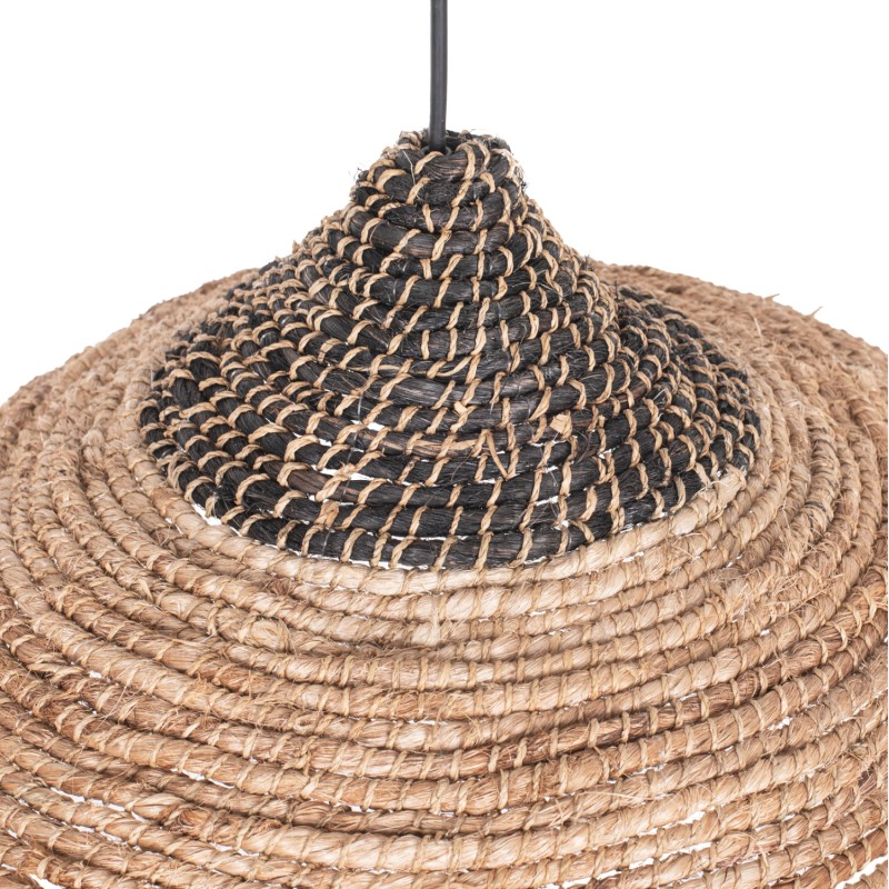CEILING PENDANT MADE OF MANILA HEMP FIBERS IN NATURAL AND BLACK COLOR Φ45x23-60Hcm.FK7785 CEILING PENDANT MADE OF MANILA HEMP FIBERS IN NATURAL AND BLACK COLOR Φ45x23-60Hcm.FK7785