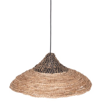 CEILING PENDANT MADE OF MANILA HEMP FIBERS IN NATURAL AND BLACK COLOR Φ45x23-60Hcm.FK7785