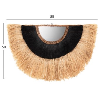 WALL MIRROR SEMI-CIRCLE WITH SISAL & ABACA FIBERS IN NATURAL-BLACK COLOR 85x3x50Hcm.FK7799 WALL MIRROR SEMI-CIRCLE WITH SISAL & ABACA FIBERS IN NATURAL-BLACK COLOR 85x3x50Hcm.FK7799
