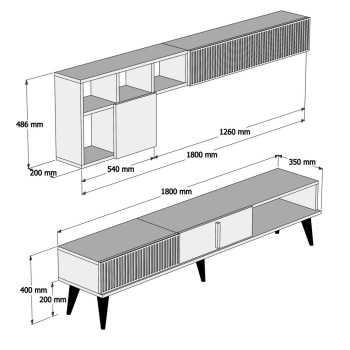 TV FURNITURE MELAMINE IN WALNUT AND WHITE MARBLE 180x35x40Hcm.FK9438.01 TV FURNITURE MELAMINE IN WALNUT AND WHITE MARBLE 180x35x40Hcm.FK9438.01