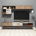 TV FURNITURE MELAMINE IN WALNUT AND WHITE MARBLE 180x35x40Hcm.FK9438.01 TV FURNITURE MELAMINE IN WALNUT AND WHITE MARBLE 180x35x40Hcm.FK9438.01