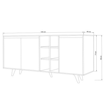 BUFFET BRIAR MELAMINE WALNUT AND WHITE COLOR 140x40x86Hcm.FK9432.02 BUFFET BRIAR MELAMINE WALNUT AND WHITE COLOR 140x40x86Hcm.FK9432.02