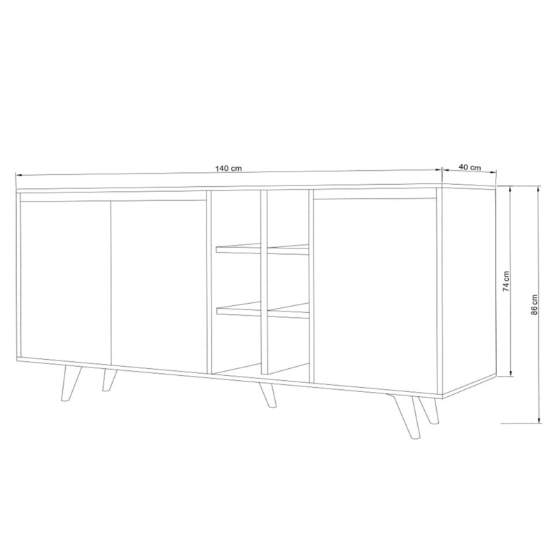 BUFFET BRIAR MELAMINE WALNUT AND WHITE COLOR 140x40x86Hcm.FK9432.02 BUFFET BRIAR MELAMINE WALNUT AND WHITE COLOR 140x40x86Hcm.FK9432.02