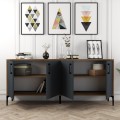 BUFFET MELAMINE WALNUT COLOR WITH CHARCOAL GREY DOORS 180x35x78Hcm.FK9428.01 BUFFET MELAMINE WALNUT COLOR WITH CHARCOAL GREY DOORS 180x35x78Hcm.FK9428.01