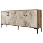 BUFFET MELAMINE ECRU MARBLE LOOK AND WALNUT 180x35x78Hcm.FK9428.02