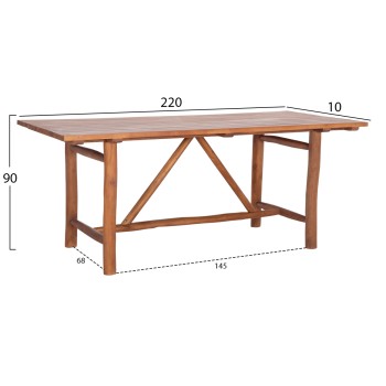 DINING TABLE GROOVE FK9390.01 SOLID TEAK WOOD NATURAL COLOR 220X100X90Hcm.