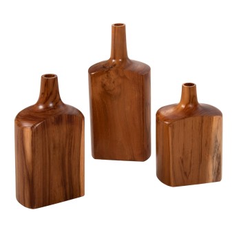 DECOR BOTTLES 3PCS SET FK7716 SOLID TEAK WOOD WALNUT