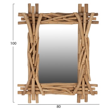 MIRROR FB99372 SOLID TEAK BRANCHES NATURAL 100X80H MIRROR FB99372 SOLID TEAK BRANCHES NATURAL 100X80H