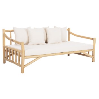 SOFA TORC FK9339 SOLID TEAK NATURAL-WHITE 200x100x80H