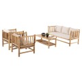 OUTDOOR LOUNGE SET 4PCS EDDARD FK9340 SOLID TEAK NATURAL-WHITE OUTDOOR LOUNGE SET 4PCS EDDARD FK9340 SOLID TEAK NATURAL-WHITE