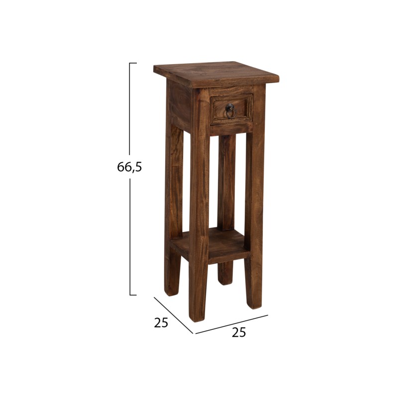 SIDE TABLE RAMU FK9484.01 MAHOGANY WOOD WITH A DRAWER IN NATURAL COLOR 25x25x66,5Hcm.