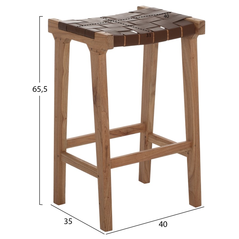 BAR STOOL FK99382.01 SOLID TEAK NATURAL 40X35X65H BAR STOOL FK99382.01 SOLID TEAK NATURAL 40X35X65H