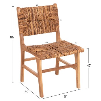 CHAIR FK9399.11 TEAK WOOD WITH STRAW MATTING ON BACKREST AND SEAT NATURAL COLOR 51x60,5x86Hcm CHAIR FK9399.11 TEAK WOOD WITH STRAW MATTING ON BACKREST AND SEAT NATURAL COLOR 51x60,5x86Hcm