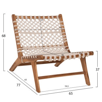 CHAIR ANTIB FK9466.01 TEAK WOOD NATURAL AND ROPE WHITE 65x78x68Hcm.