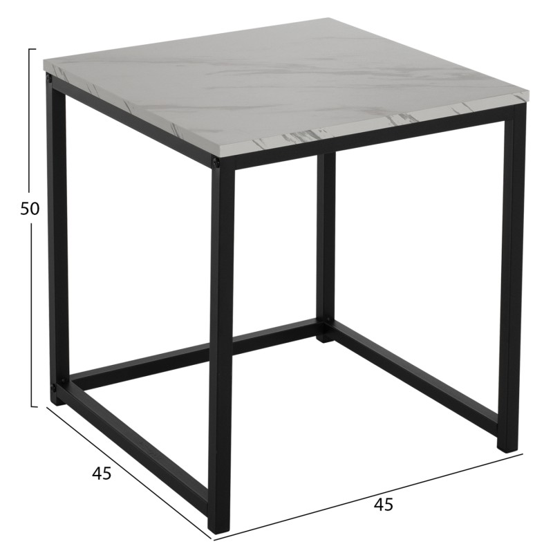 SIDE TABLES GRELAY SET 2PCS MDF & METAL 45Χ45Χ50Hcm.FK8762.12