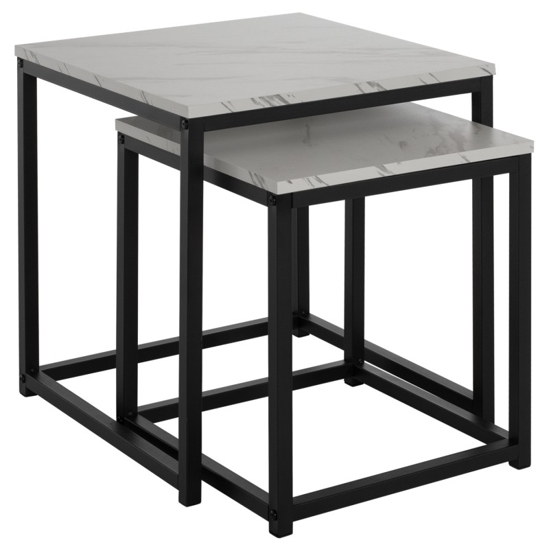 SIDE TABLES GRELAY SET 2PCS MDF & METAL 45Χ45Χ50Hcm.FK8762.12